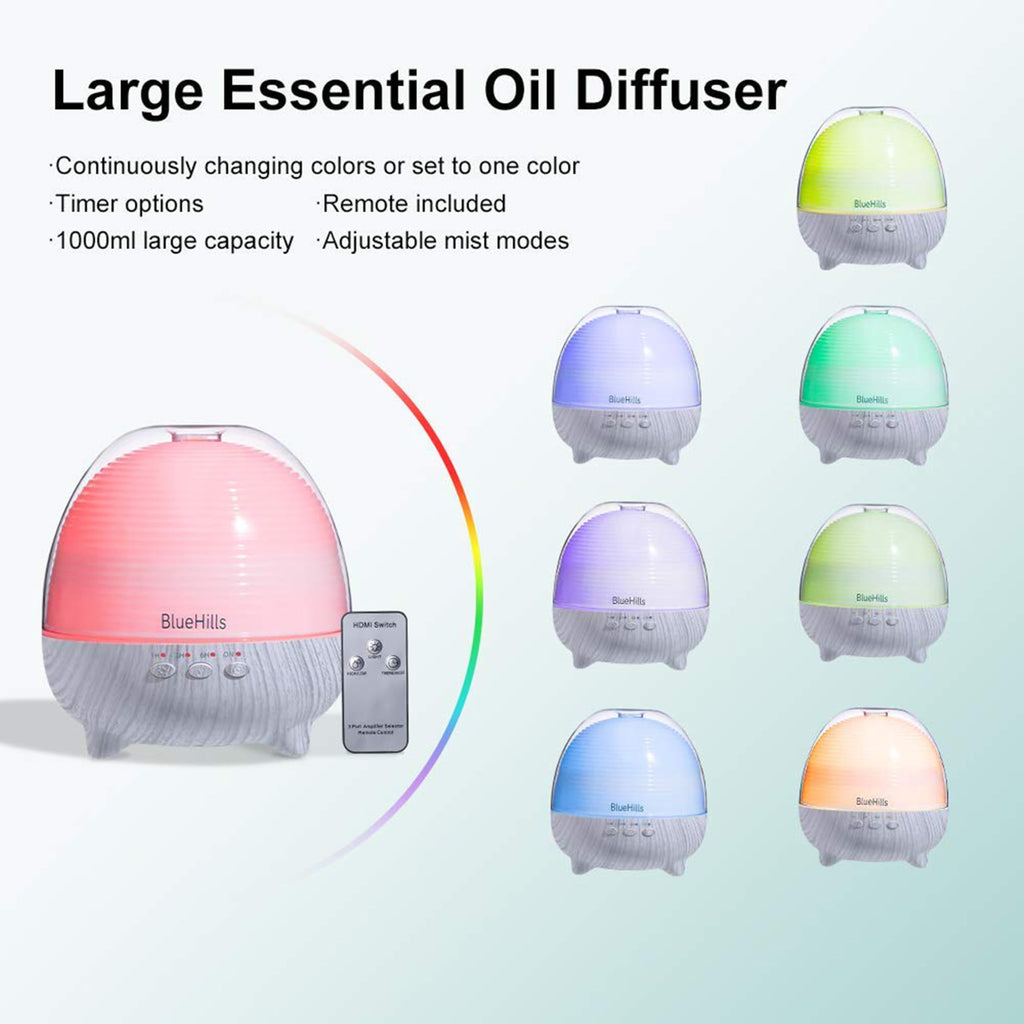 BlueHills Premium 1000ml Large Room Diffuser with Remote