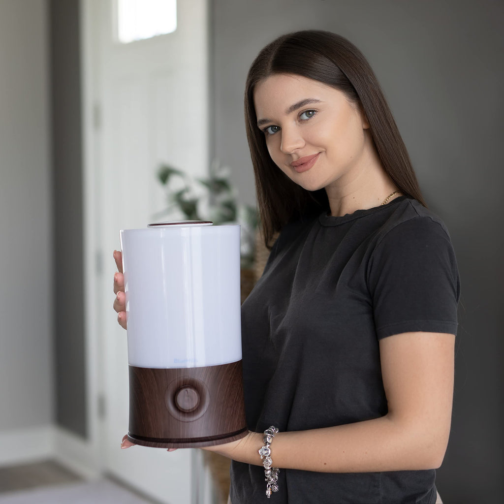 BlueHills Premium 2L XL Essential Oil Diffuser – Large Room Humidifier, 40-Hour Run, Dark Wood Grain E003
