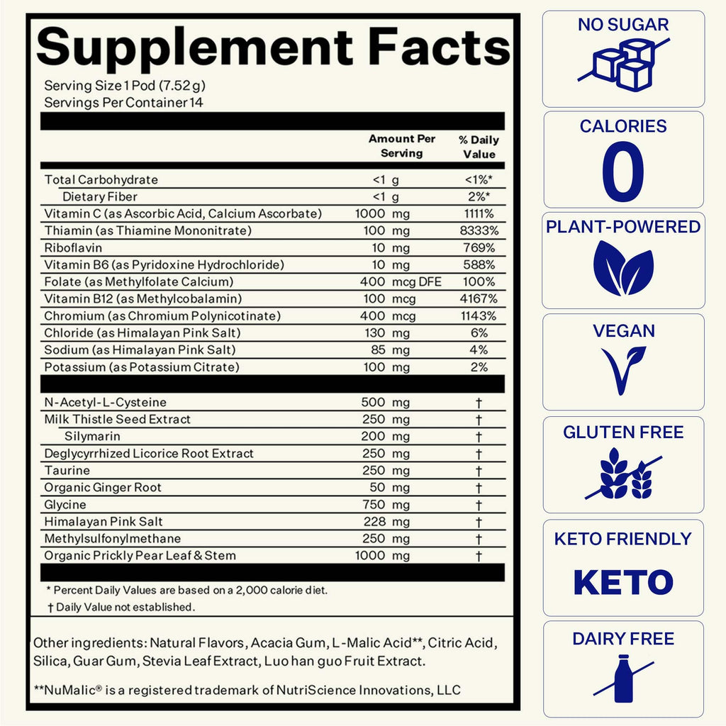 Blueshift Pre-Game NAC Electrolytes, Liver Support (14 Pack)
