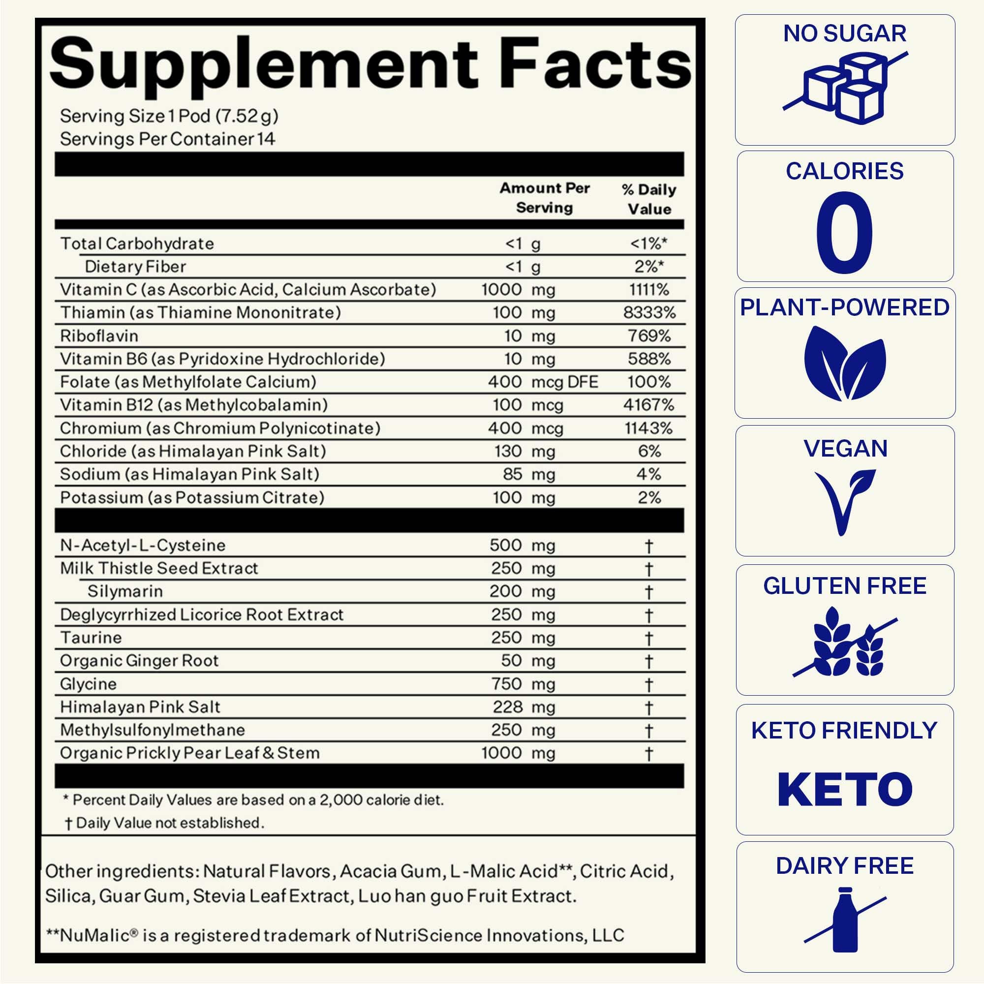 Blueshift Pre-Game NAC Electrolytes, Liver Support (14 Pack)