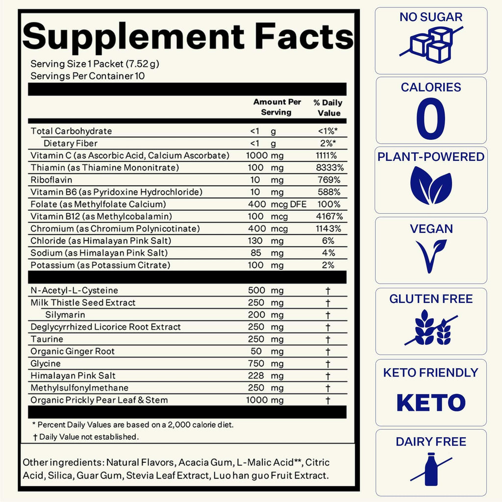 Blueshift Pre-Game NAC Supplement + Electrolyte Hydration Packets (10 Pack)