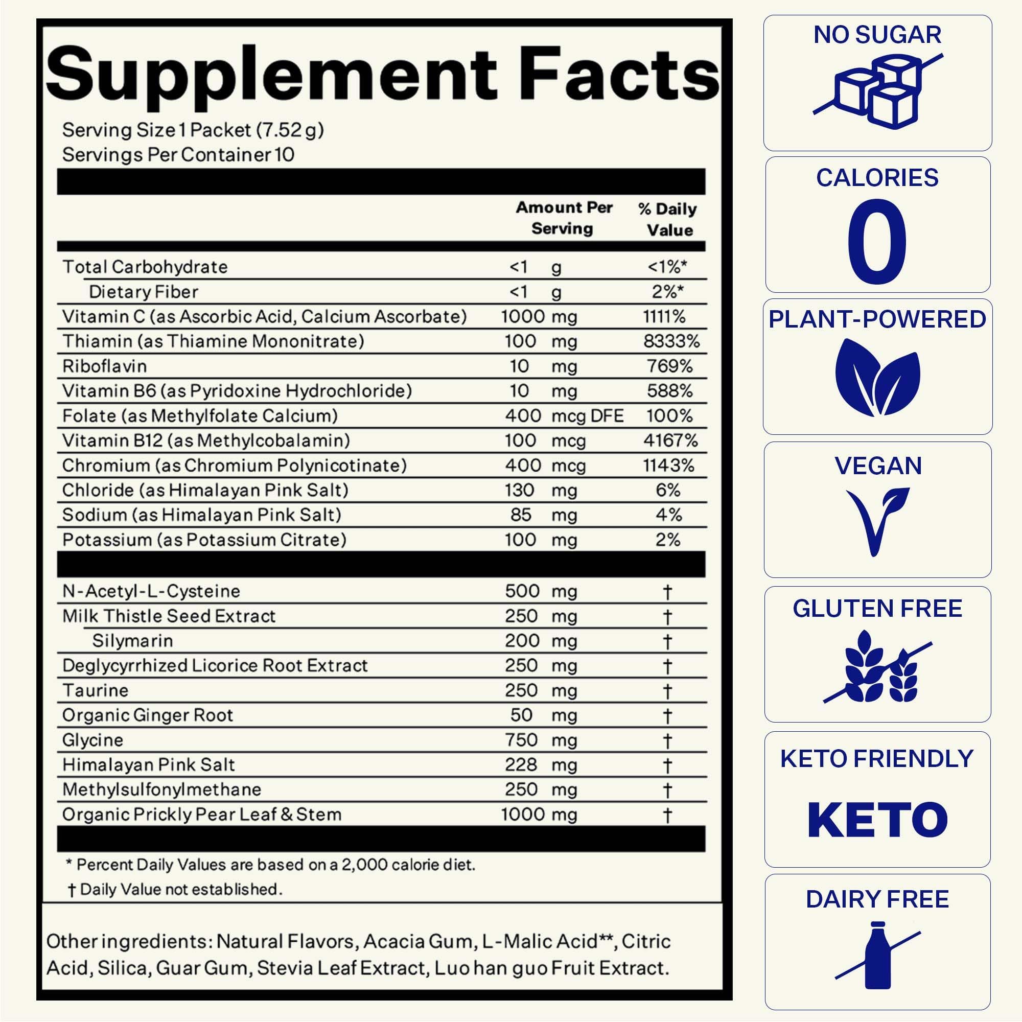 Blueshift Pre-Game NAC Supplement + Electrolyte Hydration Packets (10 Pack)