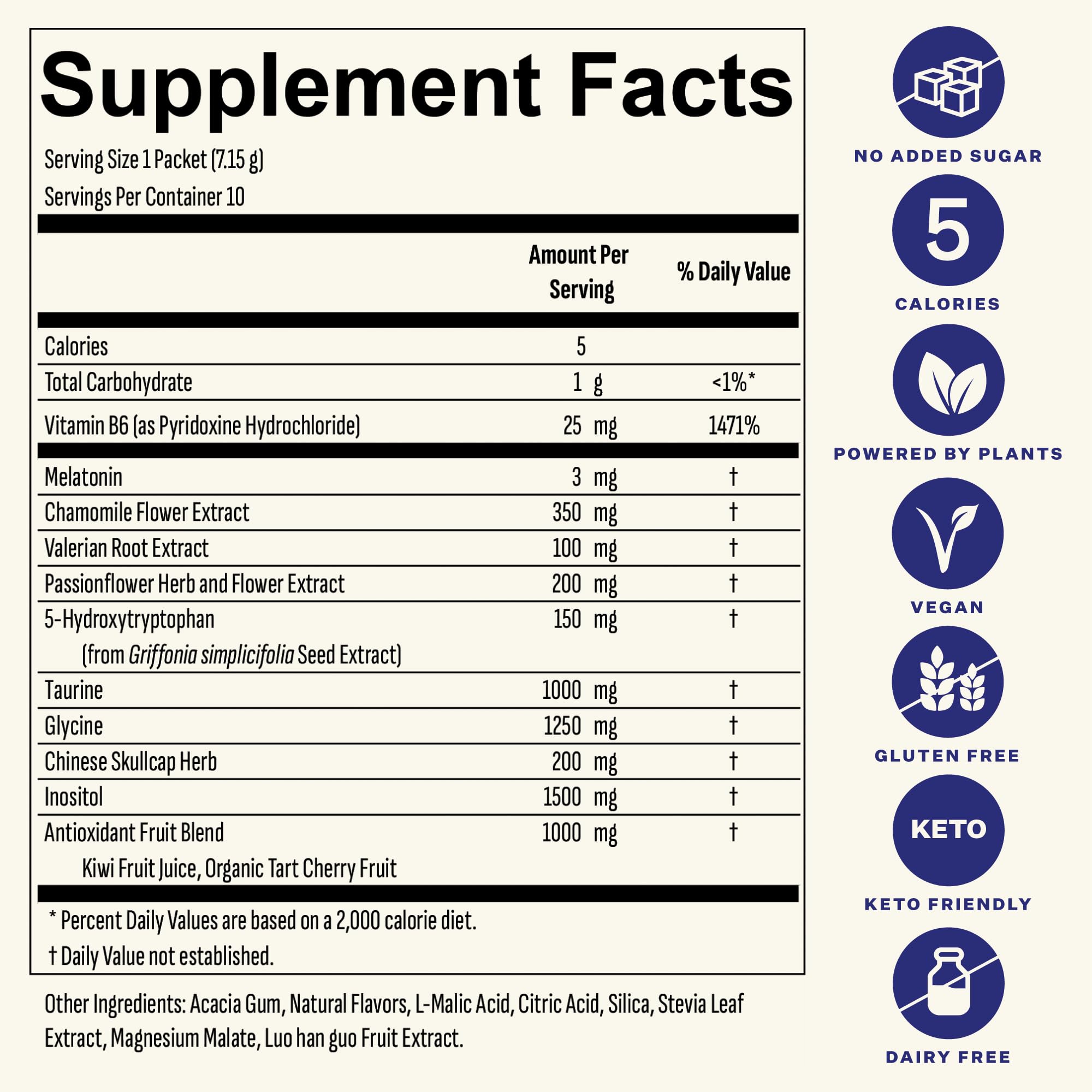 Blueshift Sleep Aid Powder for Adults - Lemon Lavender | 3 mg Melatonin, 5-HTP, Taurine & Glycine | 10 ct