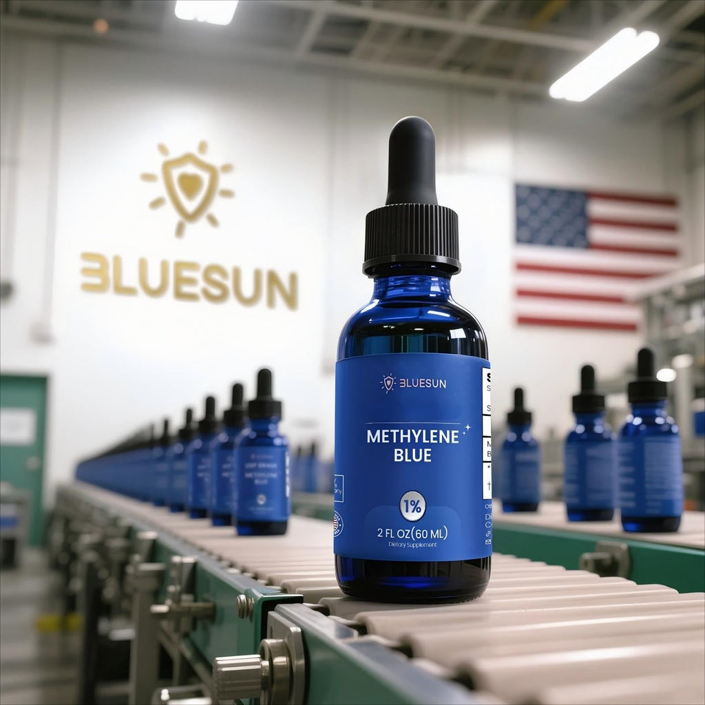 Bluesun Methylene Blue Supplement - 4 FL OZ Total (2 x 2 FL OZ bottles) | 1% Liquid Drops for Humans | Third-Party Tested | Formaldehyde-Free | Made in USA