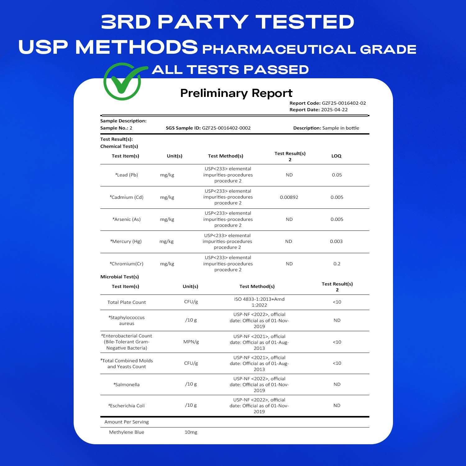 Bluesun Methylene Blue 1% Liquid Drops – USP Grade, USA Made, 2 fl oz