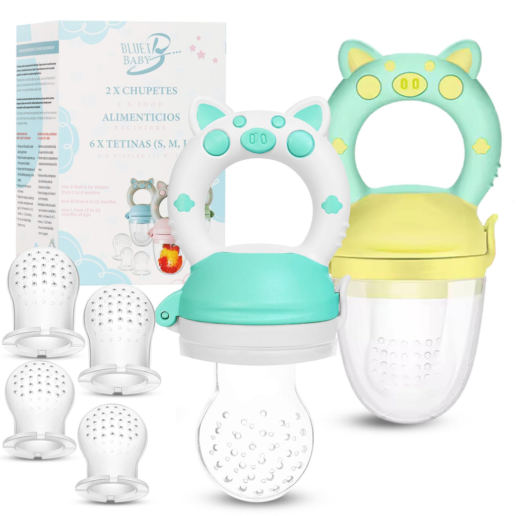 Bluet B- Baby Fruit Feeder Pacifier – BPA-Free Silicone, 6 Nipples (2 Pack) – Green