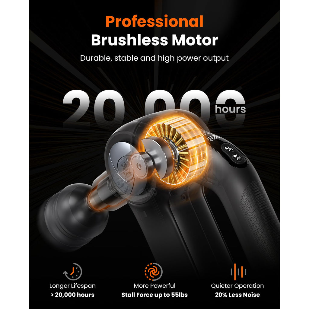 BOB AND BRAD D5 Pro Plus Massage Gun with Heat — 13mm Deep Tissue, 55 lbs Stall, 4h Battery, FSA/HSA Eligible