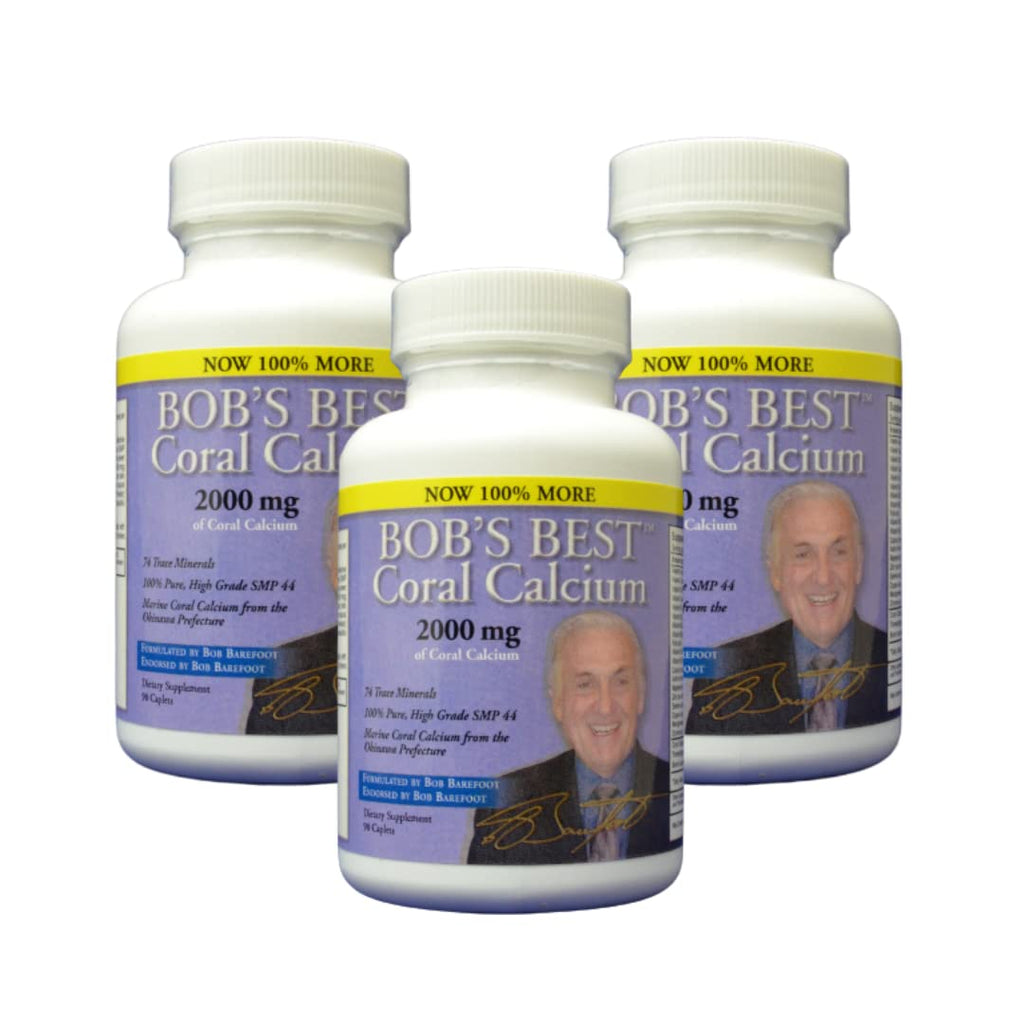 Bob Barefoot’s Bob’s Best Coral Calcium 2000 mg – Authentic Coral Calcium Formula, 3 Pack (90 Caplets)