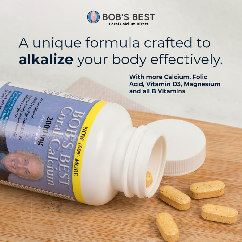 Bob Barefoot’s Bob’s Best Coral Calcium 2000 mg – Authentic Coral Calcium Formula, 3 Pack (90 Caplets)