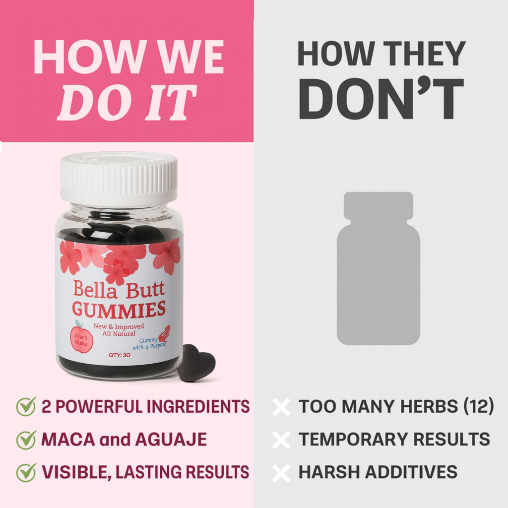 Bodied by Bella Butt Gummies – Natural Booty Gummies, Plant-Based Butt Enhancer (30 Ct) Peach Shake