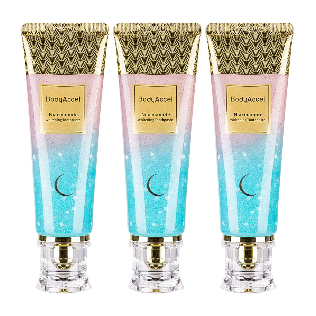 BodyAccel Niacinamide Whitening Toothpaste – Natural Whitening (3-Pack)