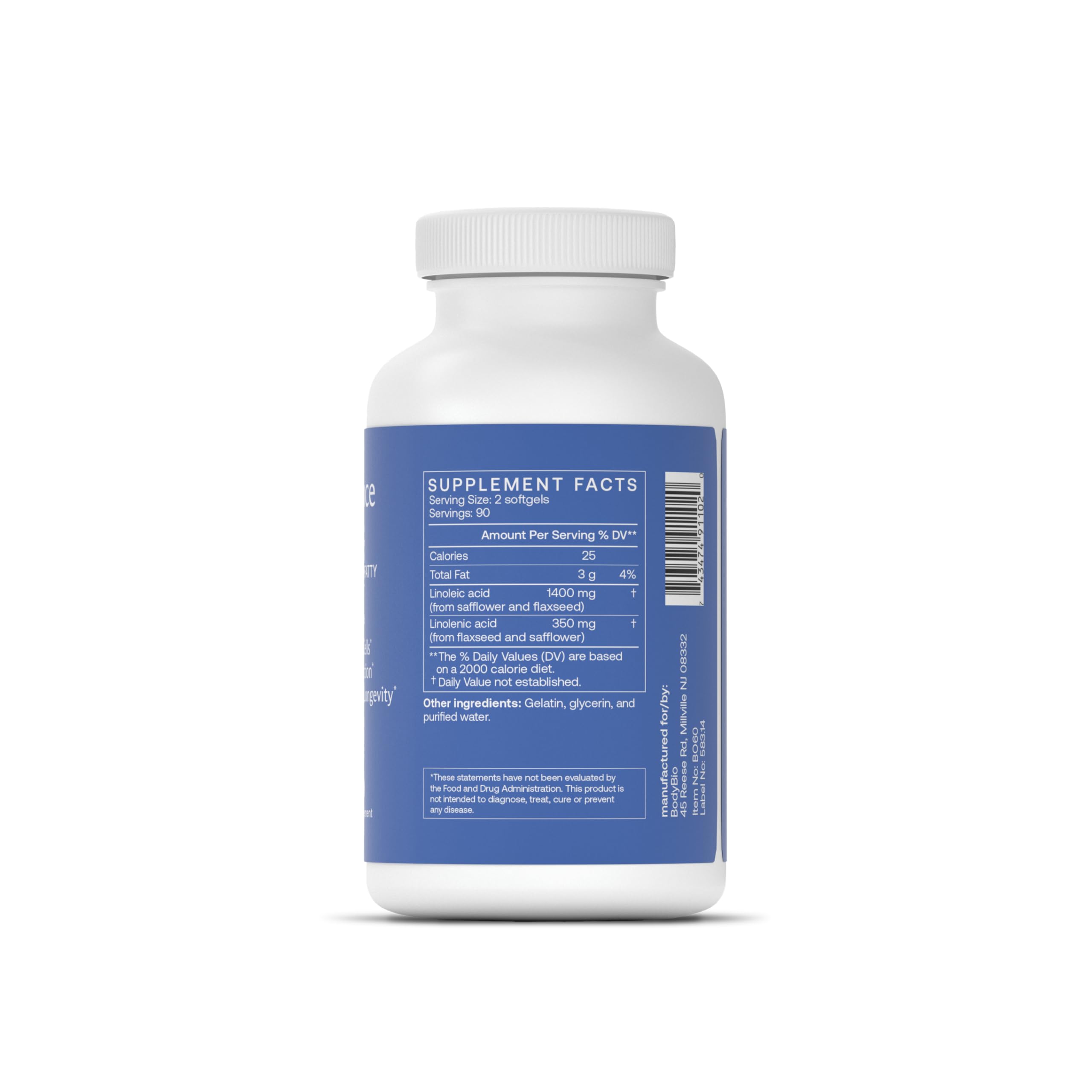 BodyBio Balance Oil – Omega 3-6 Supplement | Cold-Pressed Flaxseed & Safflower Oil