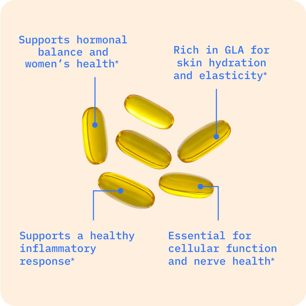 BodyBio Evening Primrose Oil – GLA for Skin & Hormone Balance | 180 Softgels