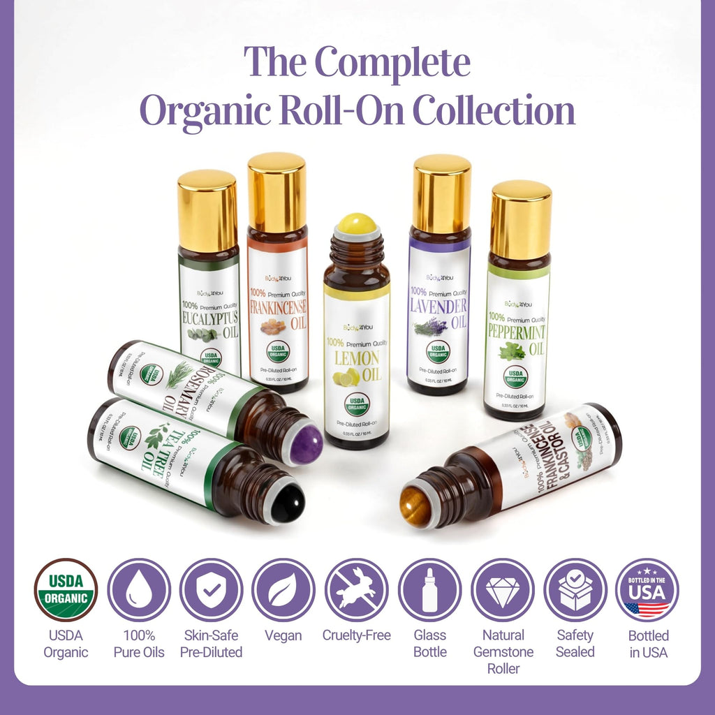 BodyJ4You Lavender Roll-On - USDA Organic MCT Coconut Oil, Amethyst Stone, 10ml
