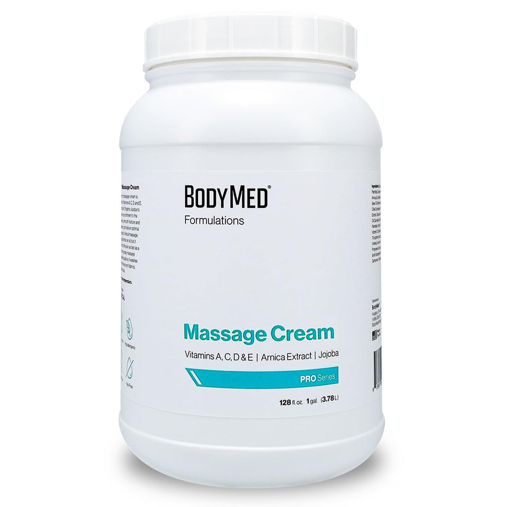 BodyMed Formulations Massage Cream, 1 gal. – Fragrance-Free, All-Natural Cream for Massage Therapy – Leaping Bunny Certified – Arnica Extract & Jojoba – Non-Staining & Paraben Free