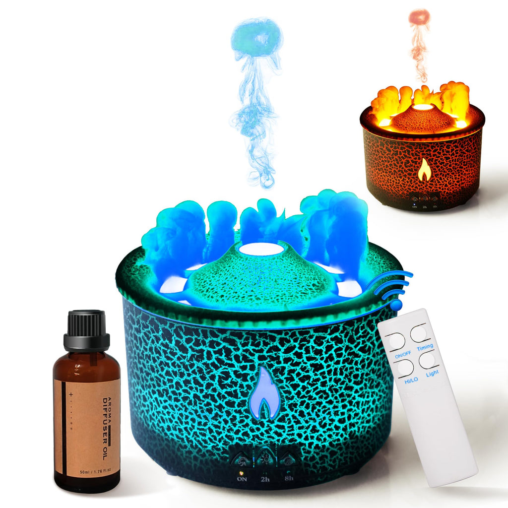 BOHOFAM Aroma Diffuser 360ML – Volcano & Flame Modes, 2 Light Colors