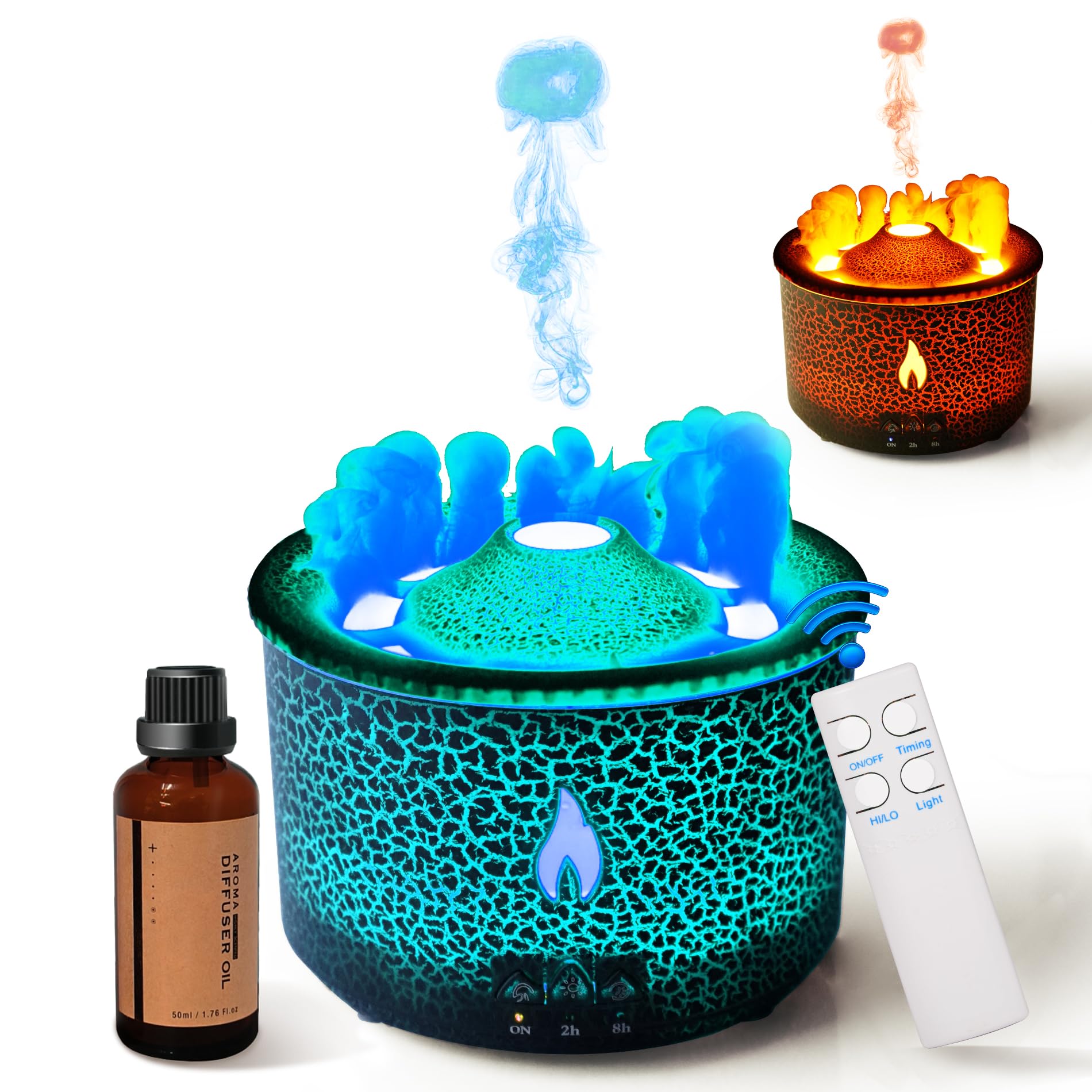 BOHOFAM Aroma Diffuser 360ML – Volcano & Flame Modes, 2 Light Colors