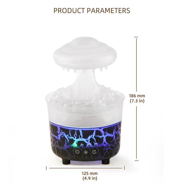 BOHOFAM Aroma Essential Oil Diffuser – Rain Cloud Humidifier (Black)