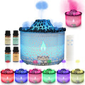 BOHOFAM 360ml Essential Oil Diffuser – Volcano & Flame Humidifier with 2 Modes & 7 Color Lights