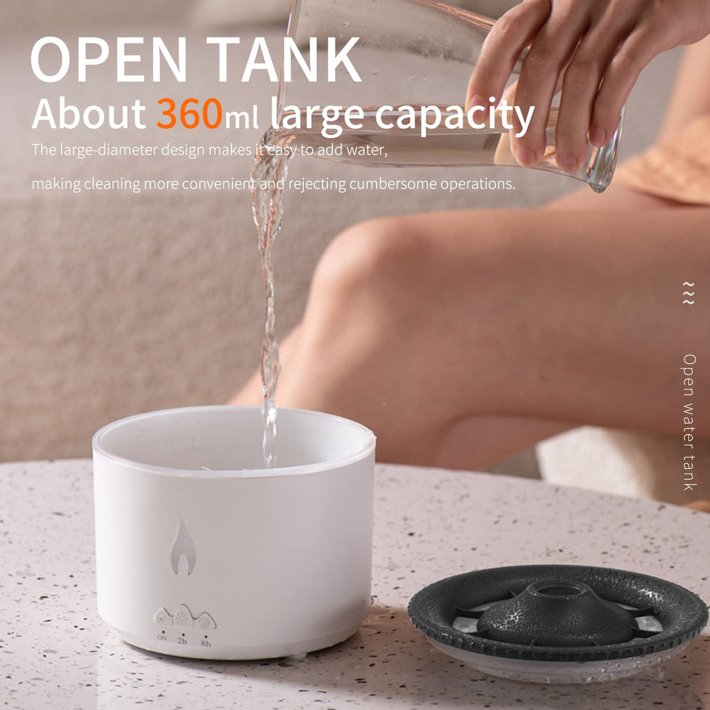 BOHOFAM 360ML Essential Oil Diffuser - Volcano & Flame Modes, 50ml Hotel Oil Included