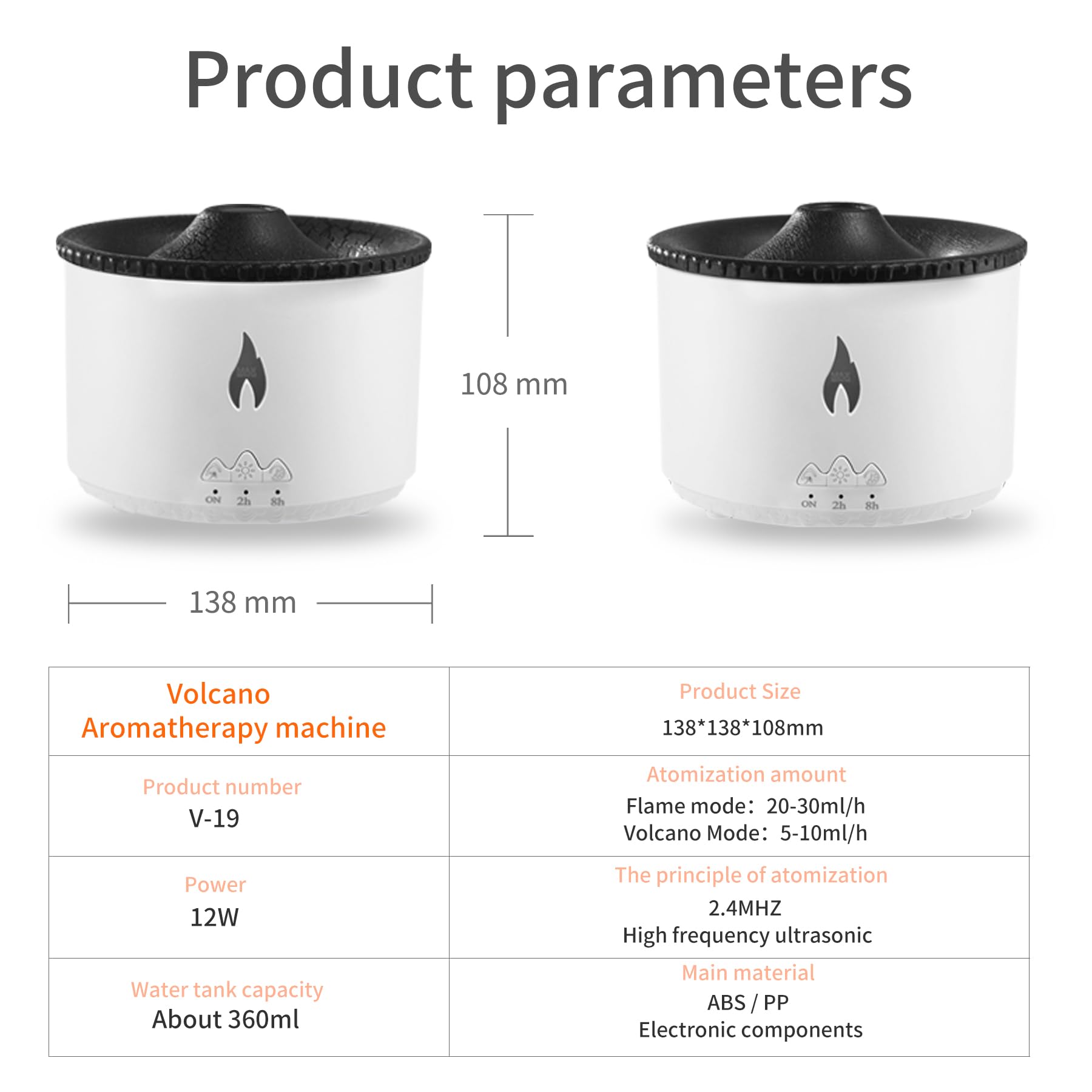 BOHOFAM Aroma Diffuser 360ML – Volcano & Flame Modes, 2 Light Colors
