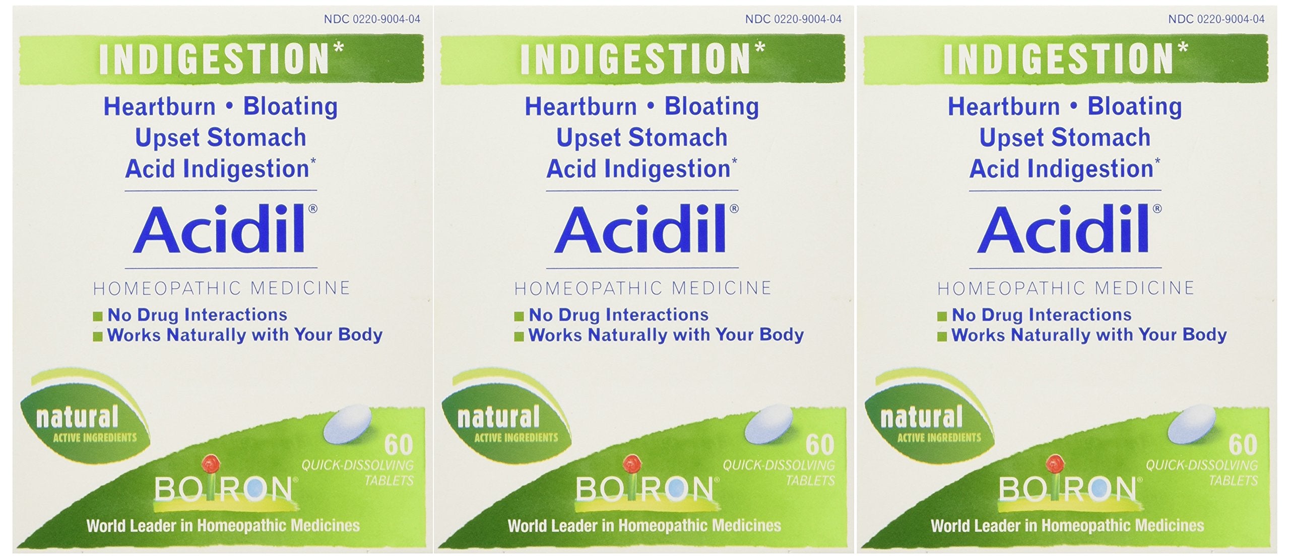 Boiron Acidil – 60 Tablets (Pack of 3) | Homeopathic Indigestion Relief