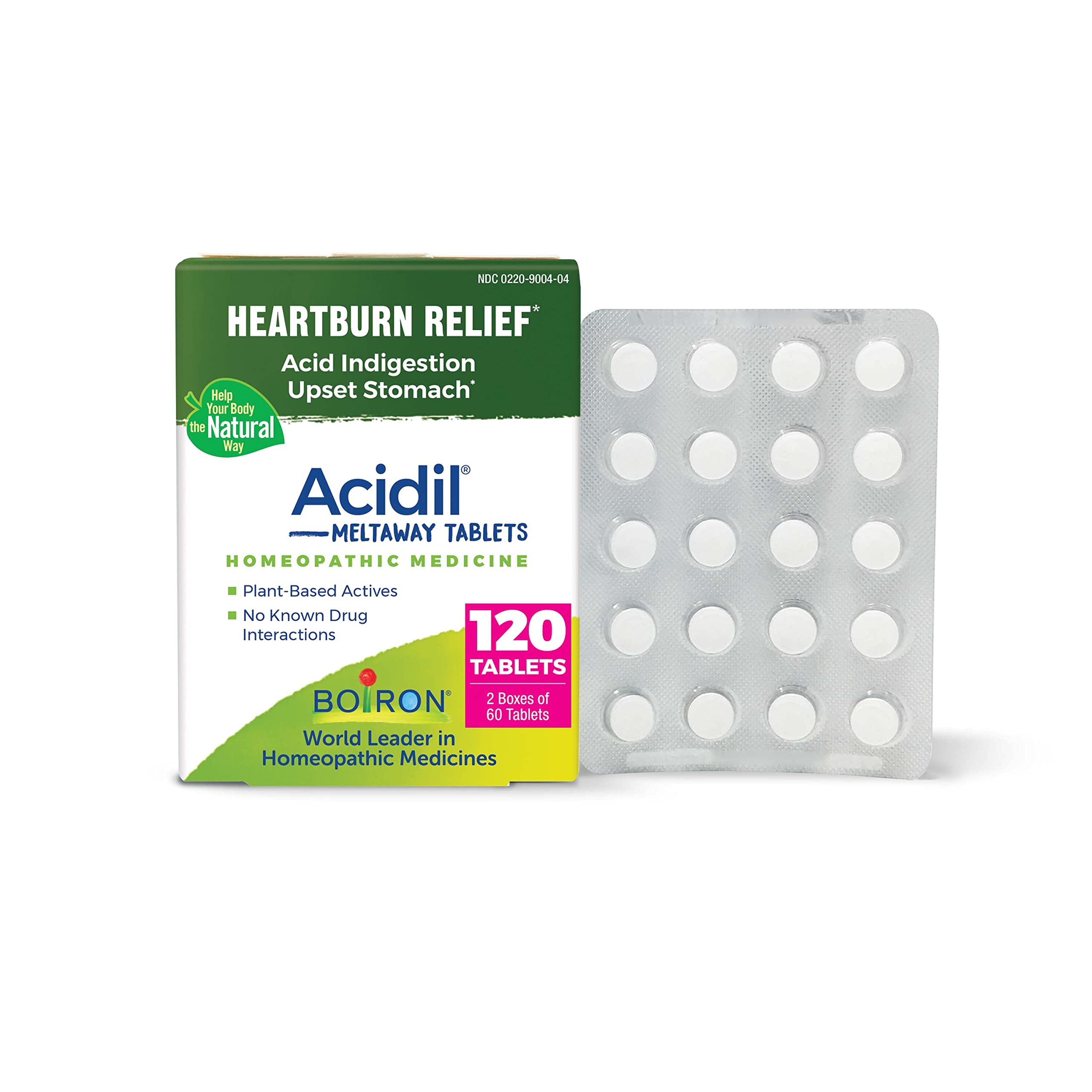 Boiron Acidil Meltaway Tablets – Quick, Water-Free Heartburn Relief (120 Count, 2-Pack)