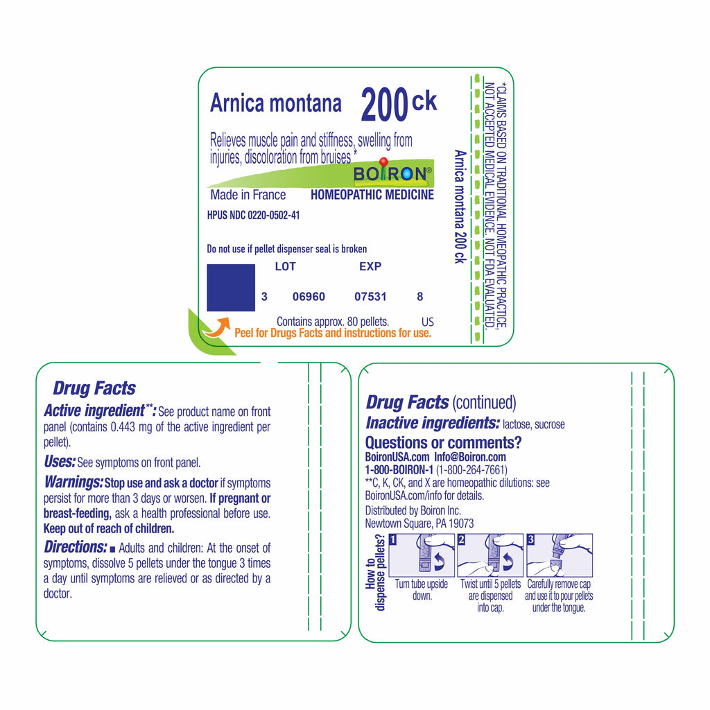 Boiron Arnica Montana 200Ck - 80 Pellets for Muscle Pain, Stiffness & Swelling
