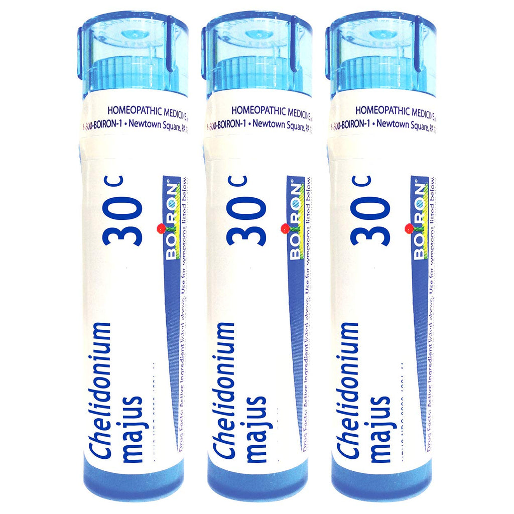 Boiron Chelidonium Majus 30C – Homeopathic Nausea Relief with Right Upper Back Pain | Pack of 3 (240 Pellets)