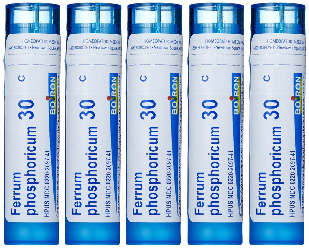 Boiron Ferrum Phosphoricum 30C — Homeopathic Fever Relief (Pack of 5)