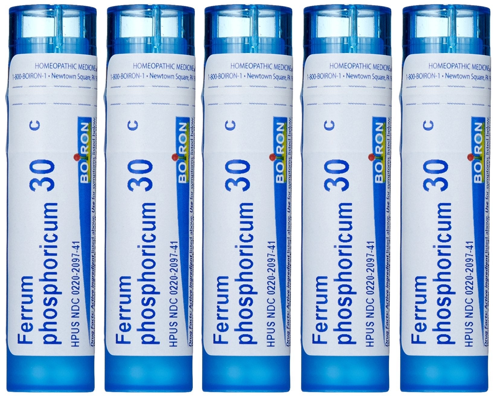 Boiron Ferrum Phosphoricum 30C — Homeopathic Fever Relief (Pack of 5)