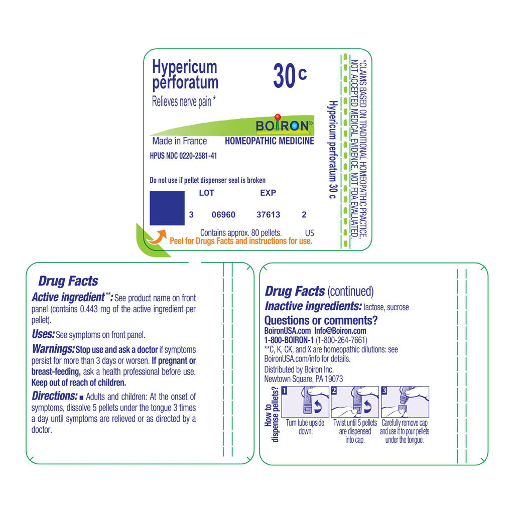 Boiron Hypericum Perforatum 30C - Homeopathic Nerve Pain Relief, 80 Pellets