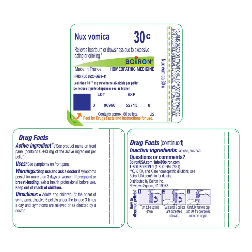 Boiron Nux Vomica 30C (80 Pellets) — Heartburn & Drowsiness Relief