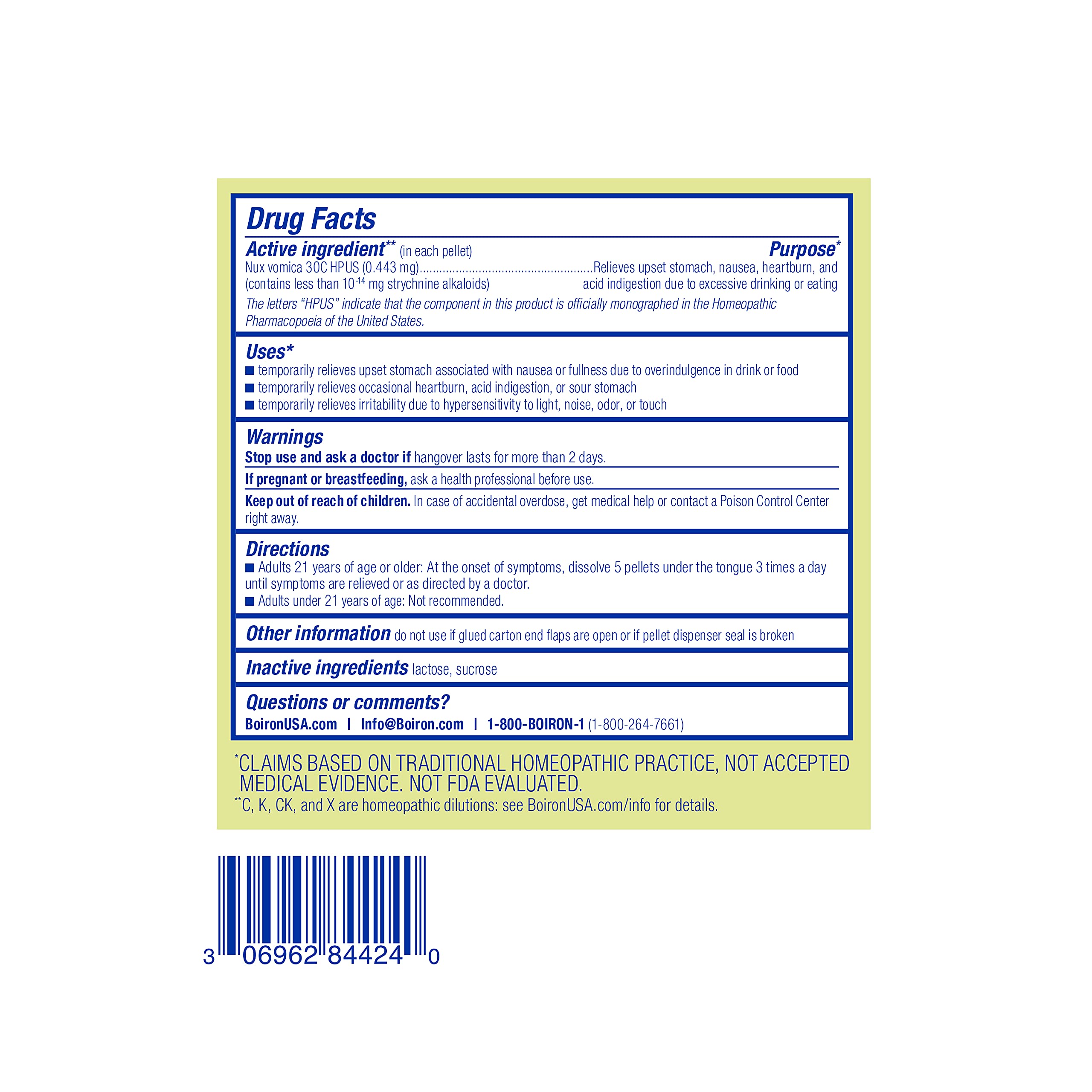 Boiron Nux Vomica 30C Hangover Relief – Homeopathic Medicine