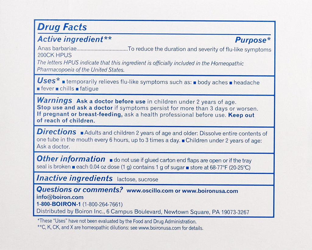 Boiron Oscillococcinum 30 Doses - Homeopathic Flu Medicine