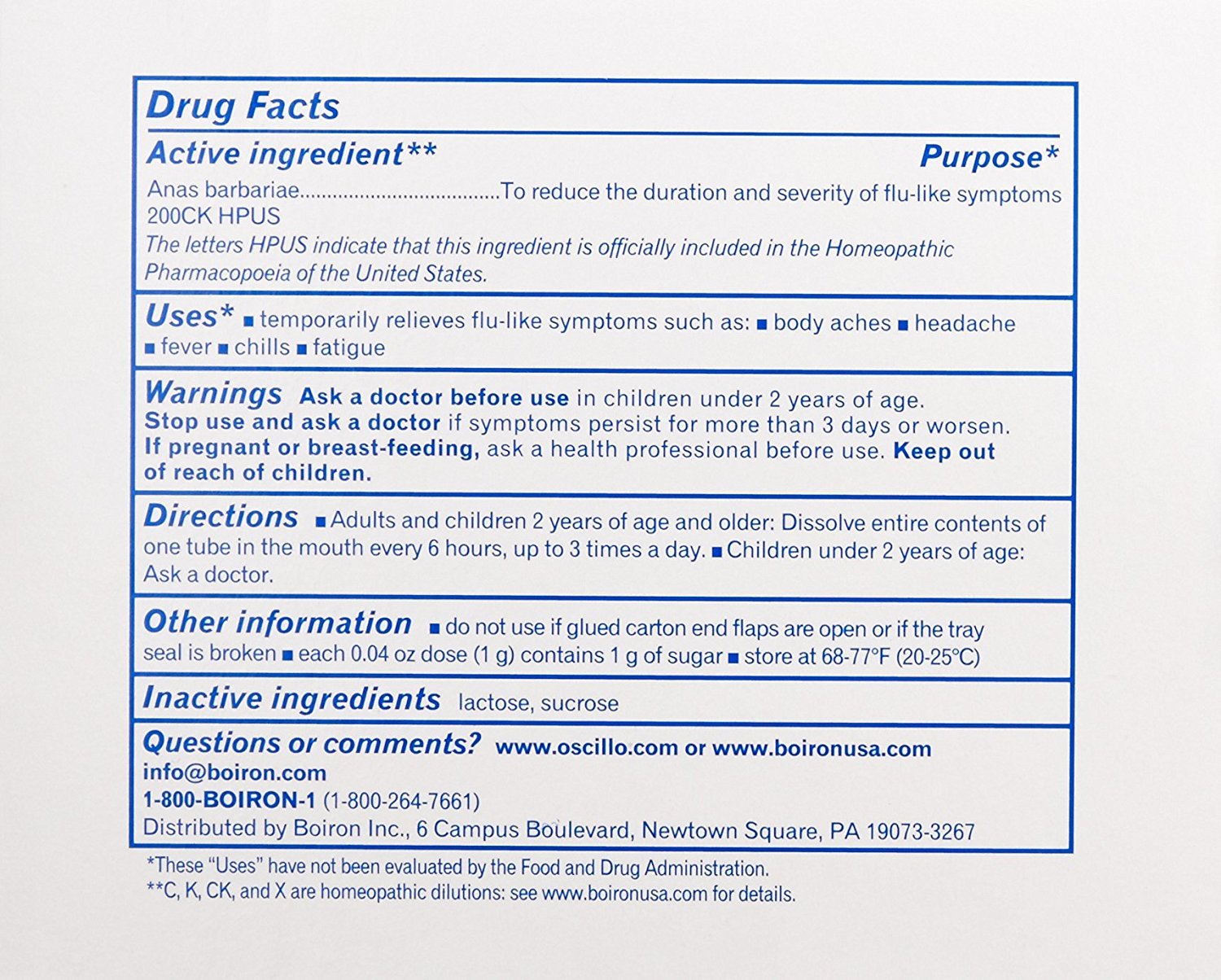 Boiron Oscillococcinum 30 Doses - Homeopathic Flu Medicine