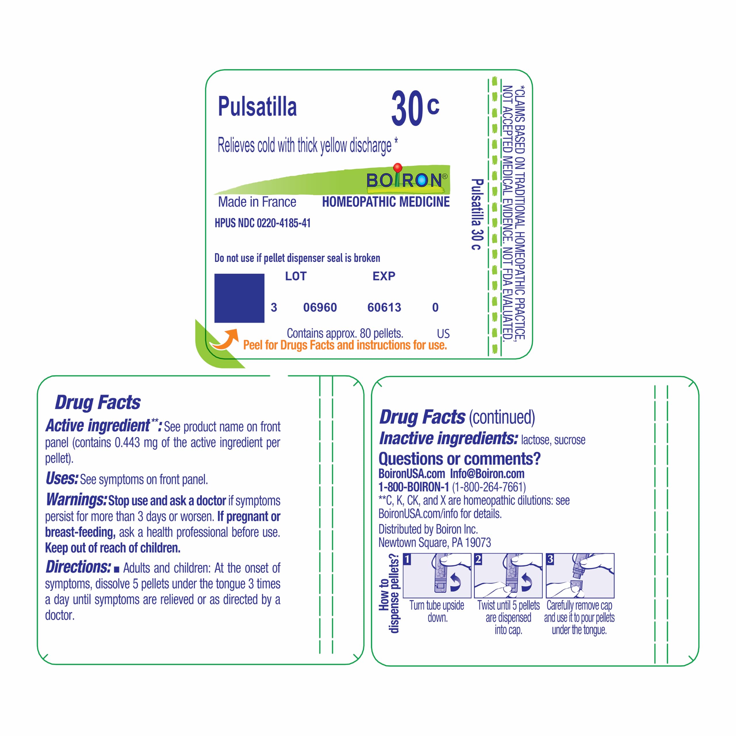 Boiron Pulsatilla 30C Homeopathic Cold Relief – 80 Pellets