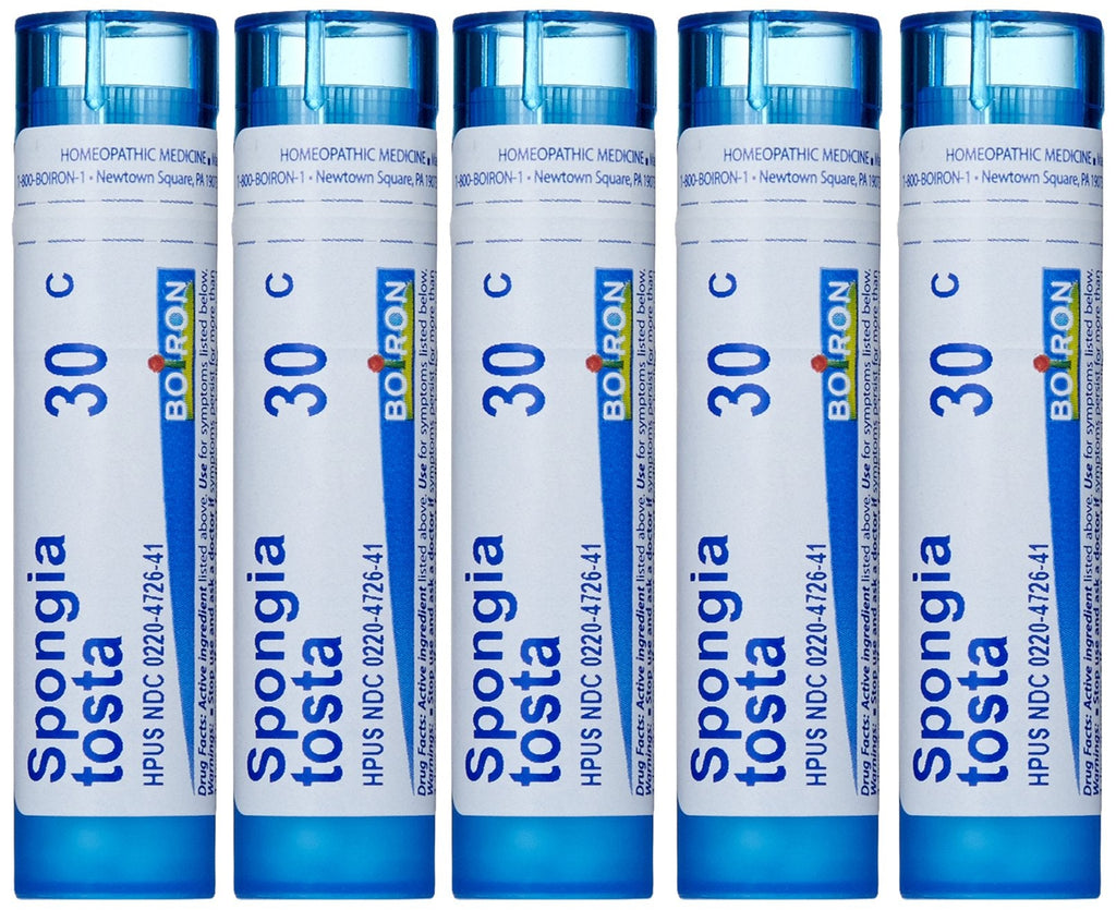 Boiron Spongia Tosta 30C (Pack of 5) - Homeopathic Croupy Cough Medicine