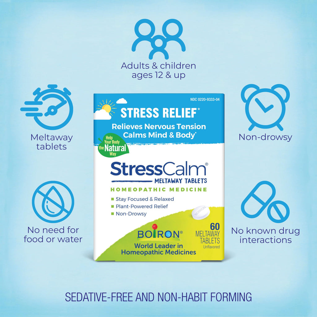 Boiron StressCalm Dissolvable Tablets – 60 Count (Pack of 3) | Non-Drowsy Stress Relief