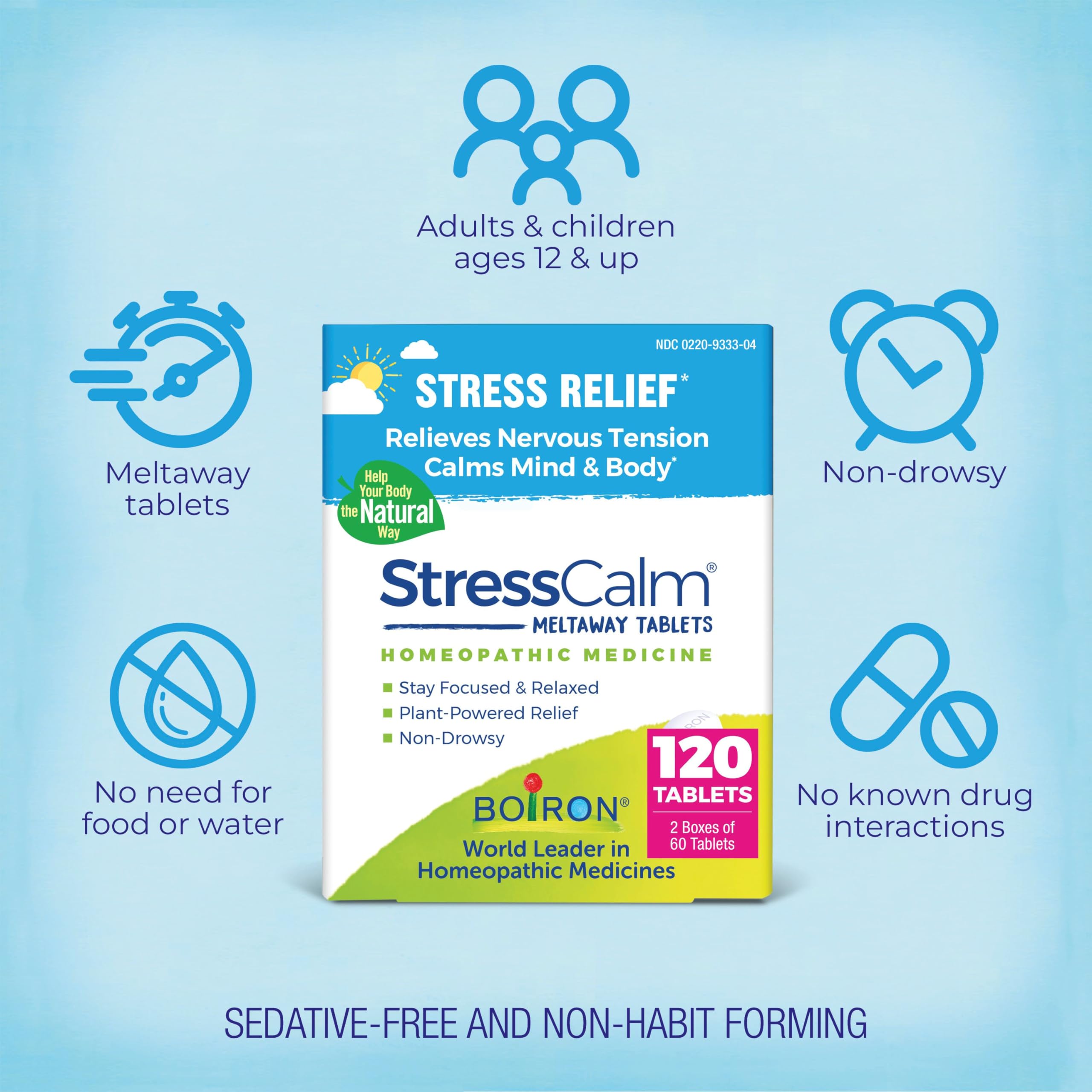 Boiron StressCalm Tablets - Stress Relief & Calm (120 Count, 2-Pack)