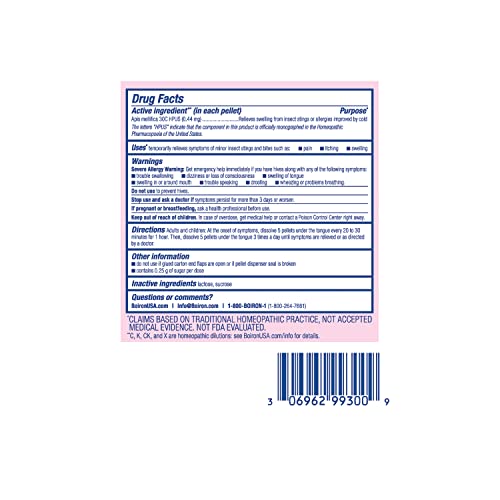 Boiron Apis Mellifica 30C - Homeopathic Bug Bite Relief (3 Count, 240 Pellets)