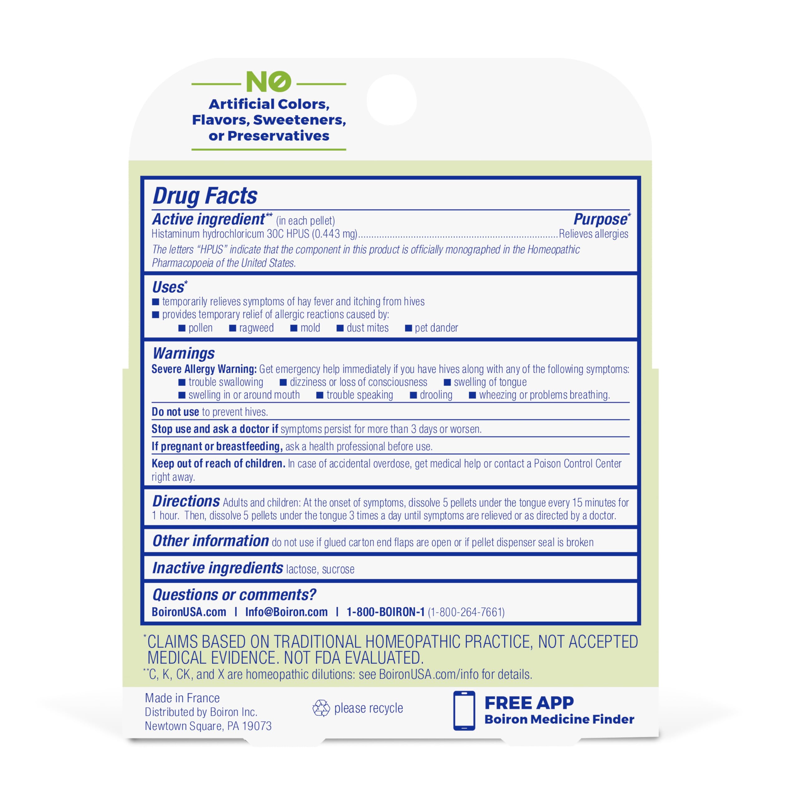 Boiron Histaminum Hydrochloricum 30C – Homeopathic Allergy Relief Pellets (Indoor/Outdoor, Hay Fever, Hives) – 3 Count (240 Pellets)