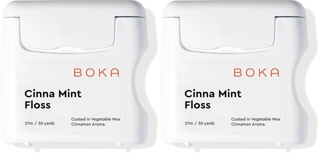 Boka Cinna Mint Woven Dental Floss - Natural Vegetable Wax, 30 Yards (Pack of 2)