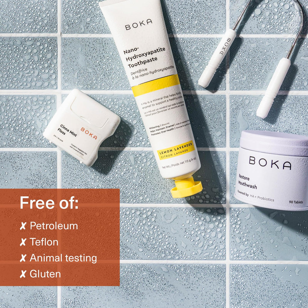 Boka Cinna Mint Woven Dental Floss – Natural Vegetable Wax, Teflon-Free, 30 Yards (Pack of 1)