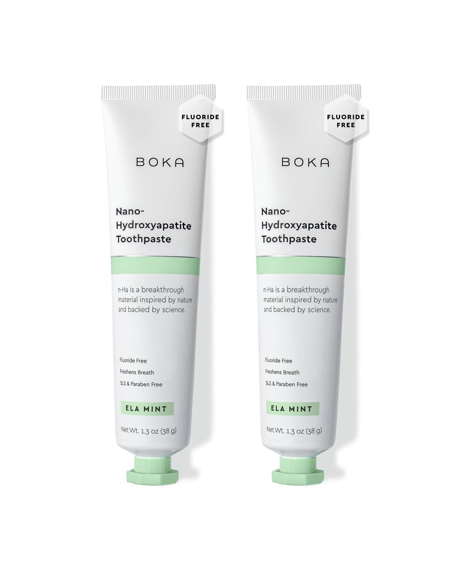 Boka Fluoride-Free Toothpaste with Nano Hydroxyapatite – Ela Mint, 2 Pack (US Made)