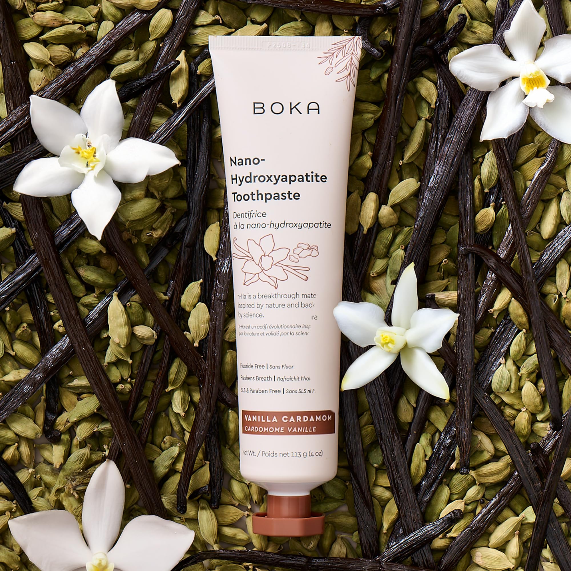 Boka Fluoride-Free Toothpaste with Nano-Hydroxyapatite – Vanilla Cardamom, 4 oz