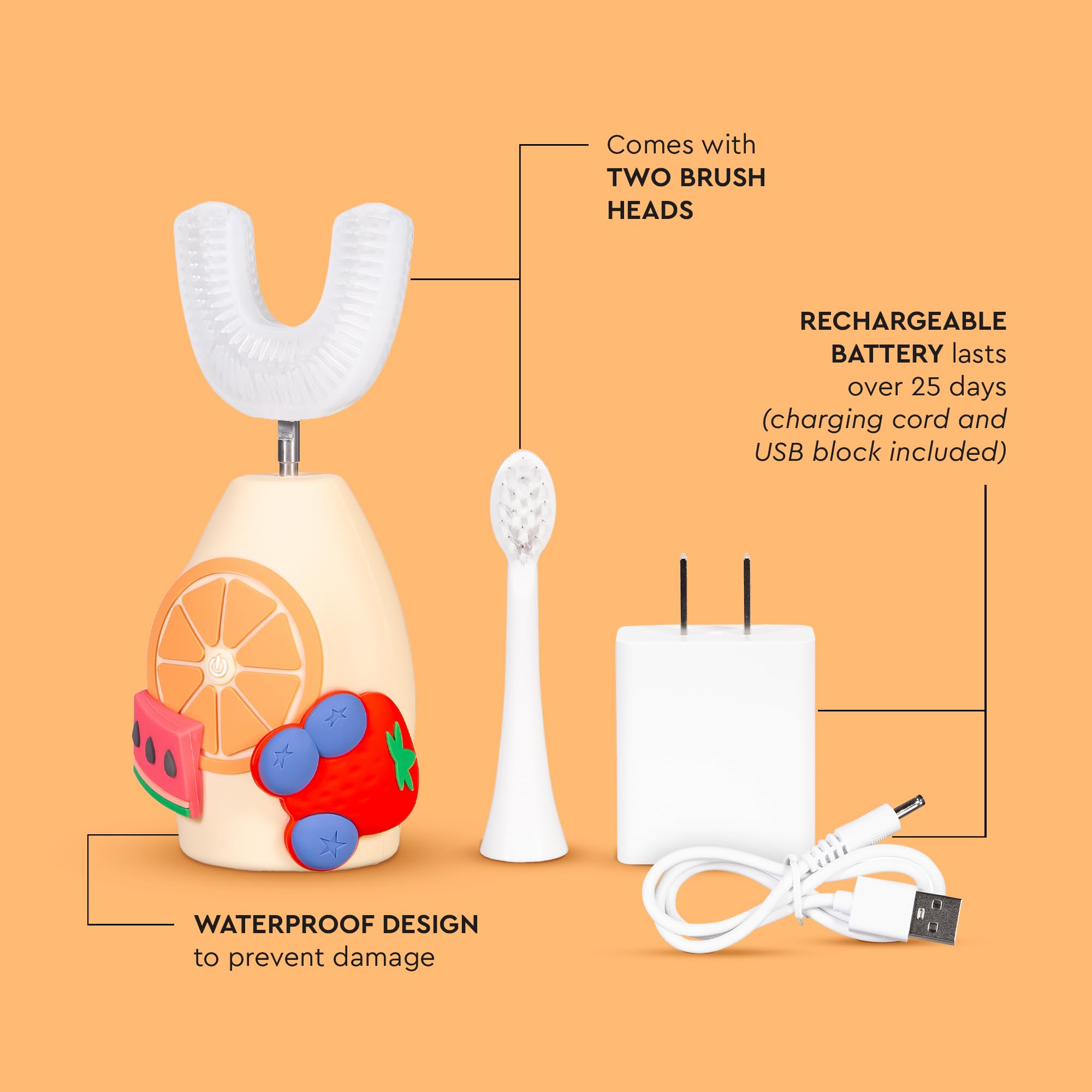 Boka Kids Sonic Electric Toothbrush – Rechargeable, Food-Grade Silicone Bristles, U Brush & Nylon Brush Set
