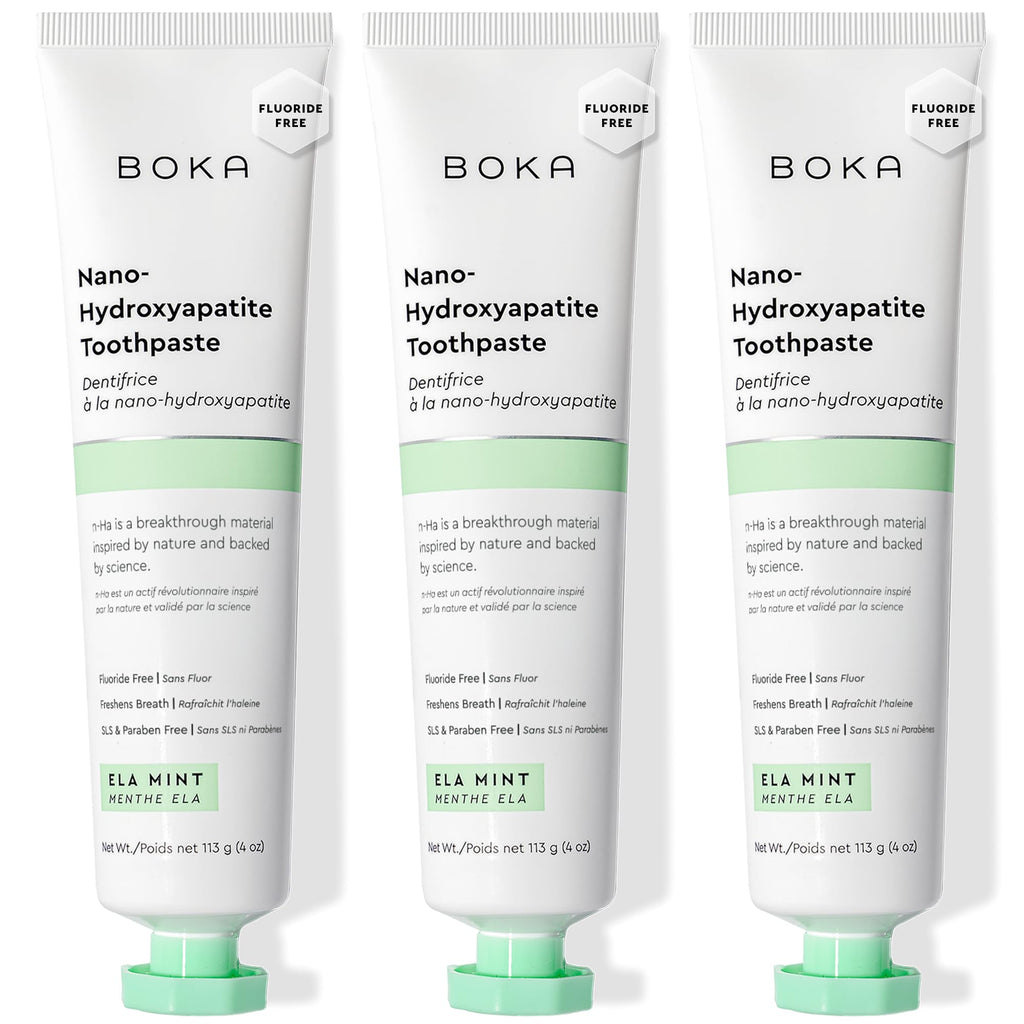 Boka Fluoride Free Nano Hydroxyapatite Toothpaste – Ela Mint, 4 oz, 3-Pack (US Made)