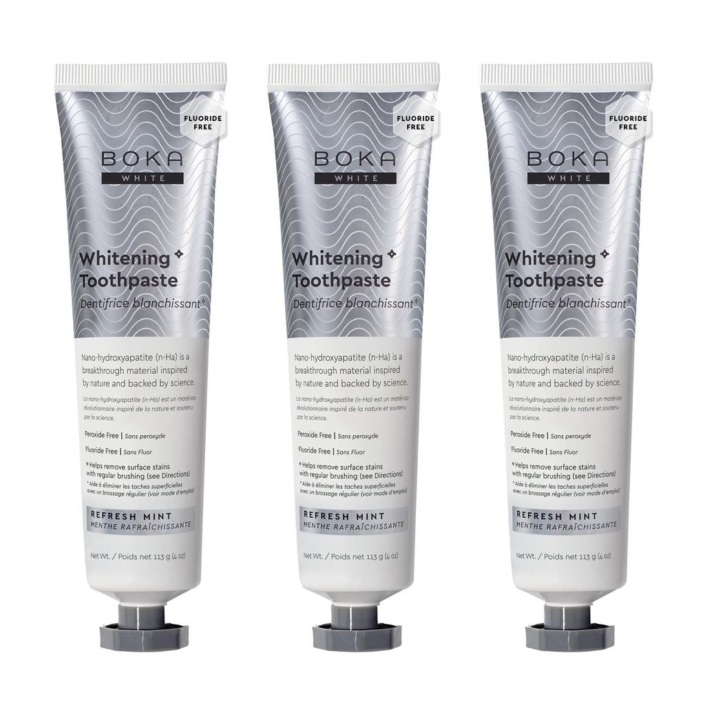 Boka Fluoride Free Toothpaste with Nano Hydroxyapatite – Sensitive Teeth, Whitening Mint, 4 oz, 3 Pack, US Made