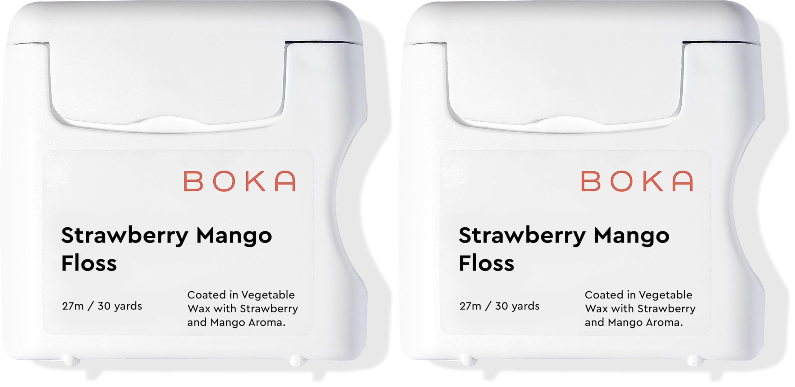 Boka Strawberry Mango Woven Dental Floss – Natural Vegetable Wax, Teflon-Free, 30 Yards (Pack of 2)